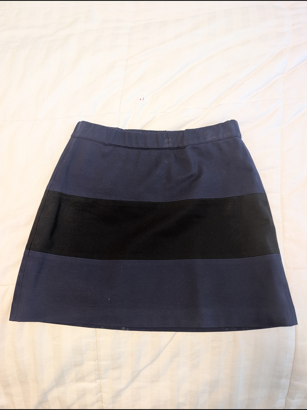 Tory Sport Navy and Black Colorblock A-Line Mini Skirt